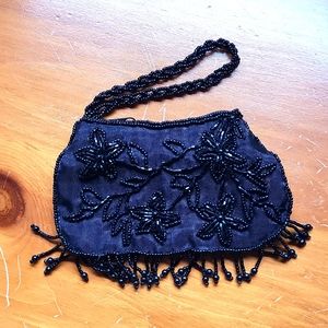 Black Beaded Coin Purse